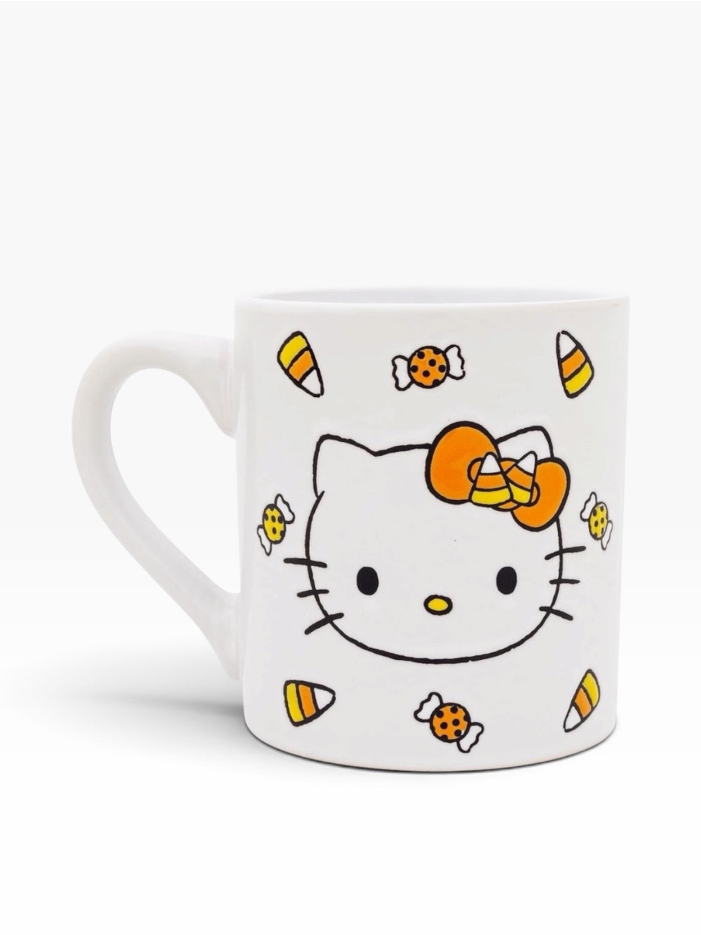 Silver Buffalo Sanrio Hello Kitty Candy Corn Wax Resist Ceramic Pottery Mug